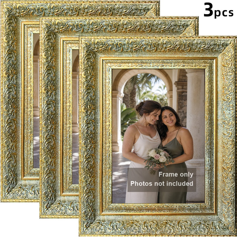 Cadre antique élégant en or 3 pièces pour photos et cadres 8 po x 10 po