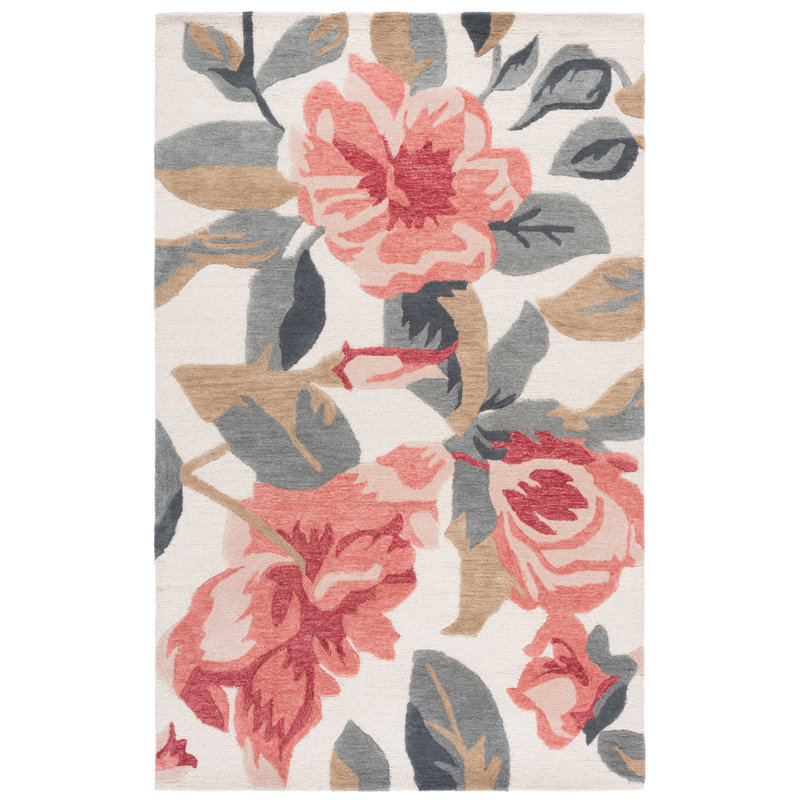Jardin Hand Tufted Wool; Cotton Floral Indoor Rug, Rectangle 6' x 9'
