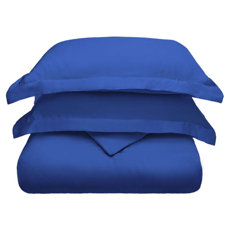 Ensemble de housse de couette en bois de hêtre BNM, Housse de couette pour grand lit et 2 taies décor, Bleu marine