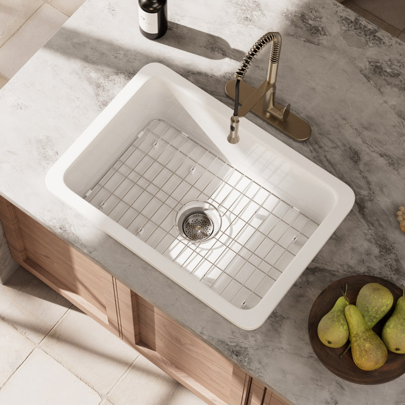 Évier de cuisine encastré blanc Los Flexi, Bol rectangulaire simple, Ensemble standard, L 27 po x l 19 po x H 10 po