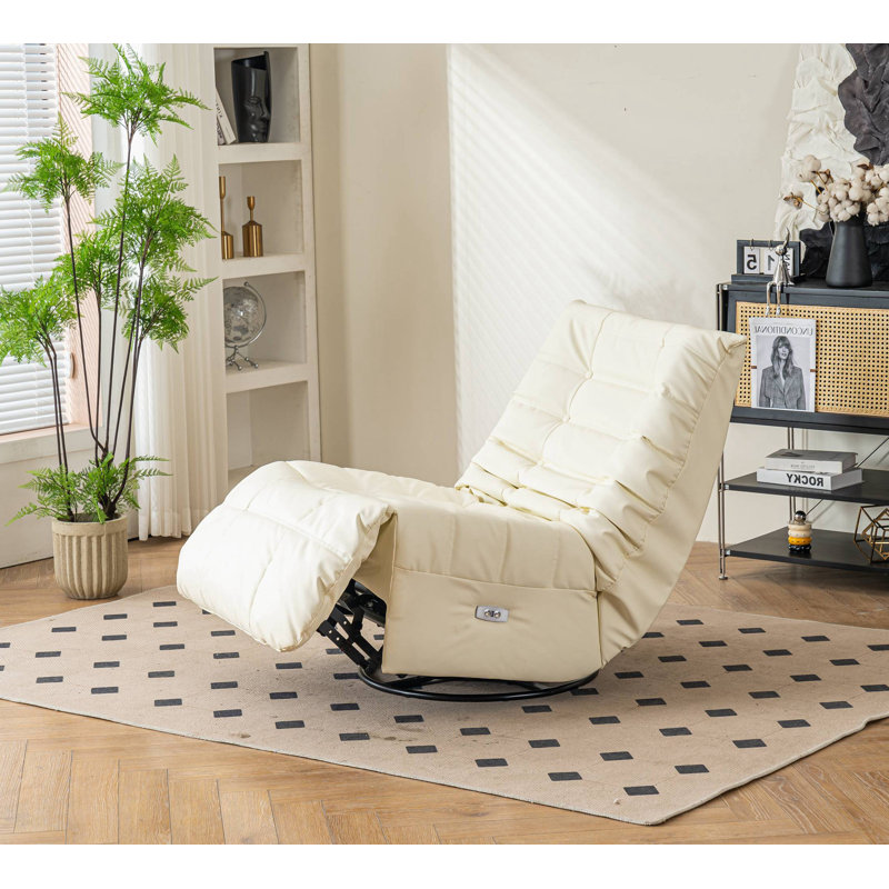 Chaise berçante en cuir, Blanc