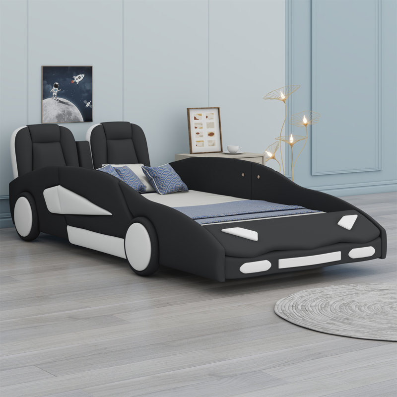 Lit plateforme avec roulettes Race, Noir, noir, noir, noir