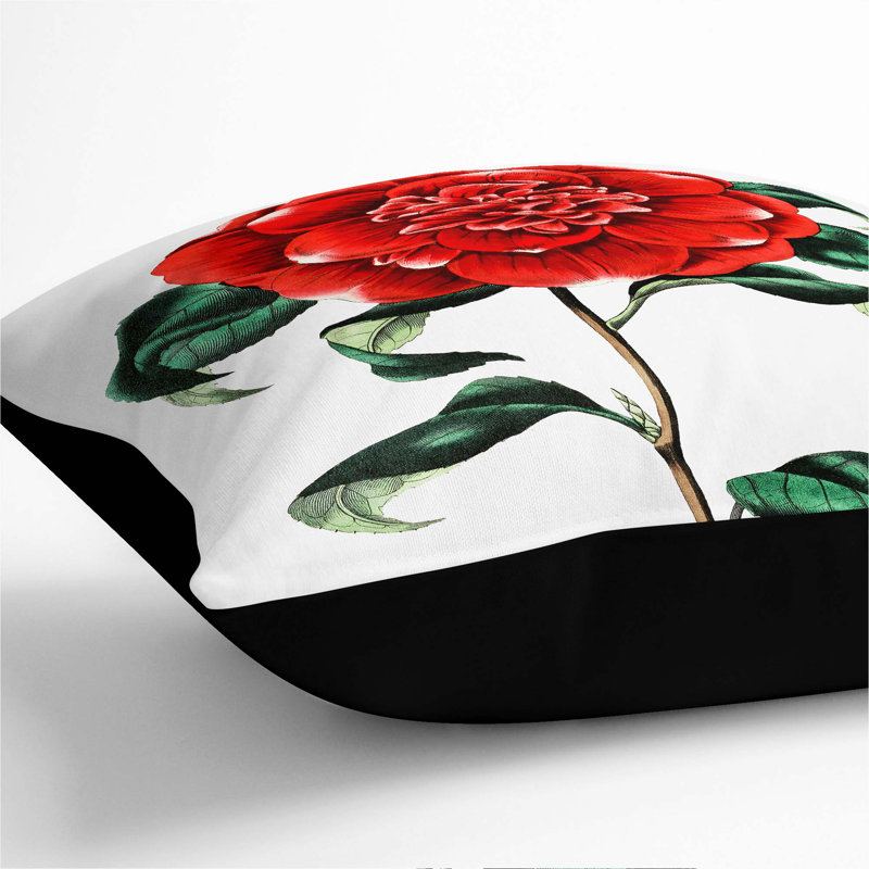 Floral Square Throw Cushion, Black, 40cm H x 40cm W x 15cm D
