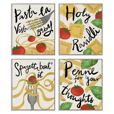  «Funny Pasta Puns», ensemble de 4 giclées par Farida Zaman