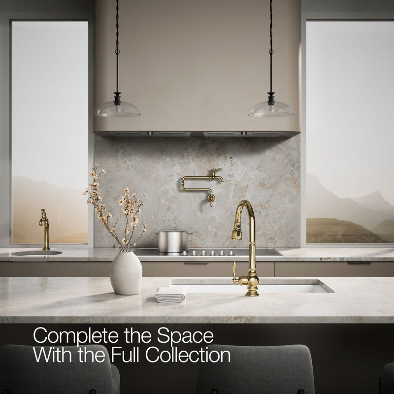 Artifacts® Pull Down Single Handle Kitchen Faucet, Vibrant French Gold