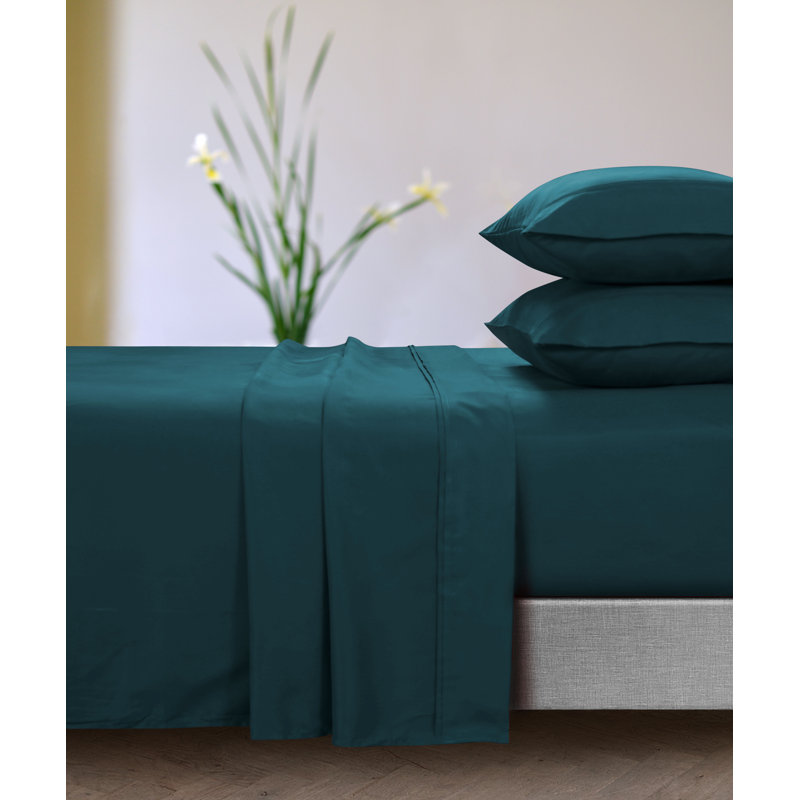 Microfiber Sheet Set, Queen Sheet Set + Fitted Sheet + 2 Pillowcases, Peacock
