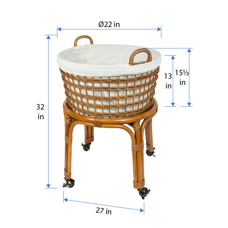 Wicker Rolling Laundry Basket with Handles, Brown