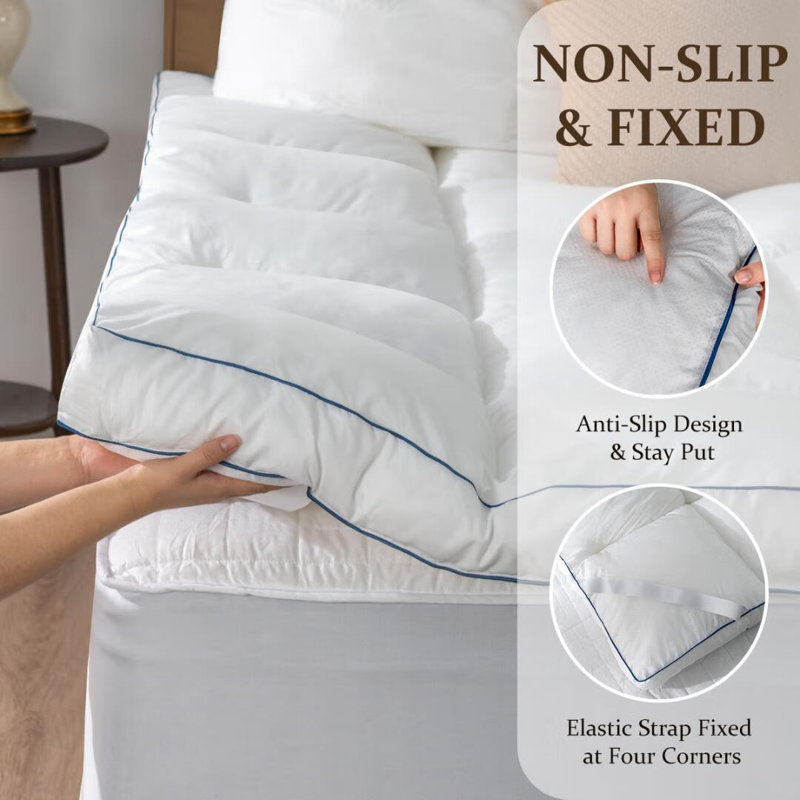 White Full Plush Down Alternative Mattress Topper