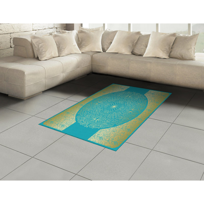 Tapis décoratif en fibres à haute densité Mandala, Rectangle— 4 pi x 5 pi 8 po