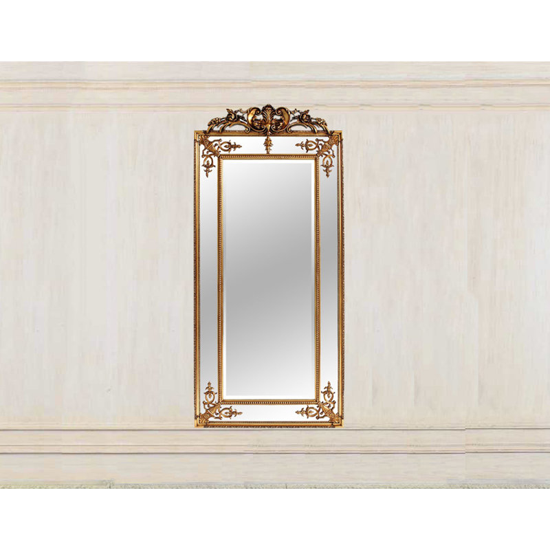 Solid Wood Rectangle Mirror, Gold, 72" H x 36.2" W x 2.5" D