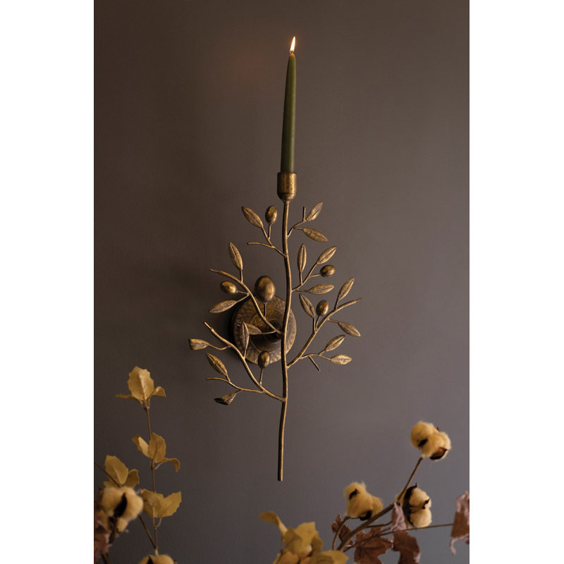 Kalalou Antique Brass Fruit Tree Taper Wall Sconce 20" H Decorative Accent