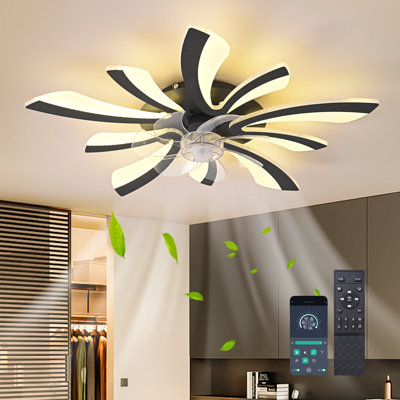 LED Dimmable Petal Ceiling Light – Modern Flush Mount Lamp With Remote Control, White Acrylic And Metal Fixture For Living Room, Bedroom, Dining Room Kids Room - View #5