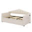 Lit de jour simple rembourré avec couchette escamotable à hauteur réglable, ports USB et Type-C et 2 compartiments de rangement latéraux-514184506