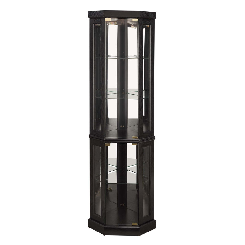 Vitrine de coin lumineuse - Vitrine de salon, objets de collection antiques, rangement pour verres à vin et à bar - Design d'angle élégant avec lumières incluses