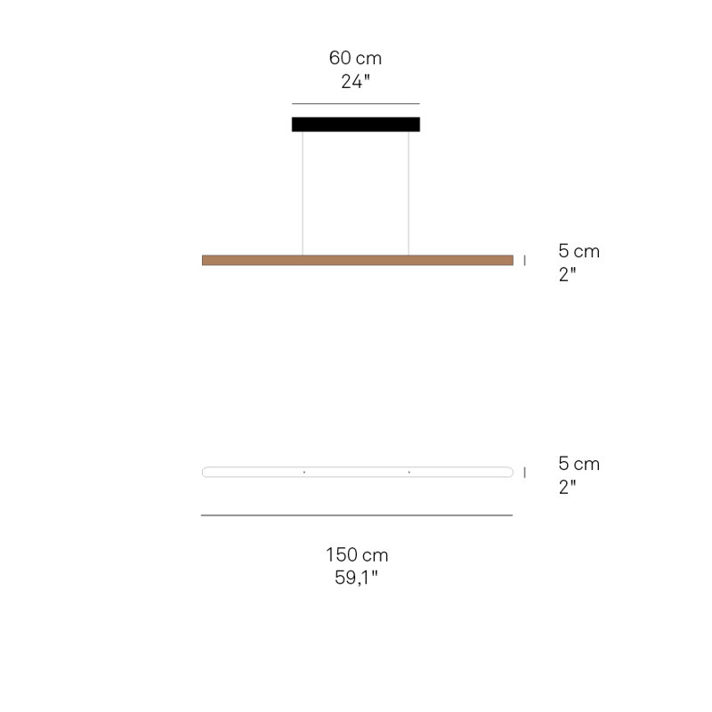 11 - Light LED Pendant, Matte White, 2" H x 59.1" W x 2" D