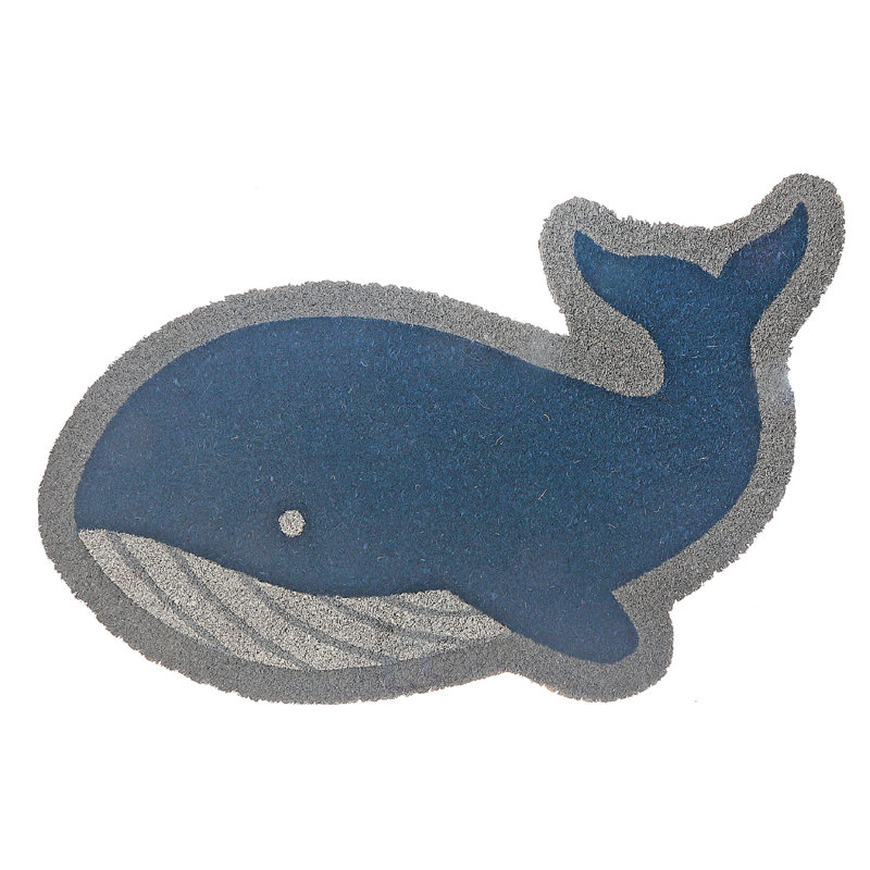 Paillasson bleu en forme de baleine