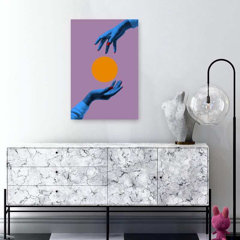 «Cosmic Hand Connection», impression d'art abstrait minimaliste audacieux, 36" H x 24" W