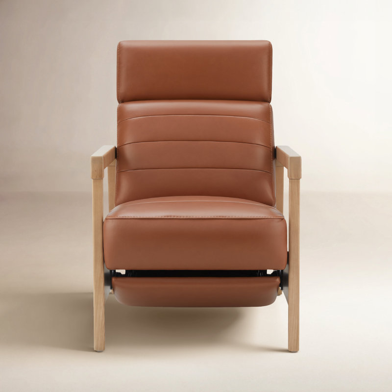 Fauteuil inclinable Darlington Amada, Beige, Cuir véritable brun