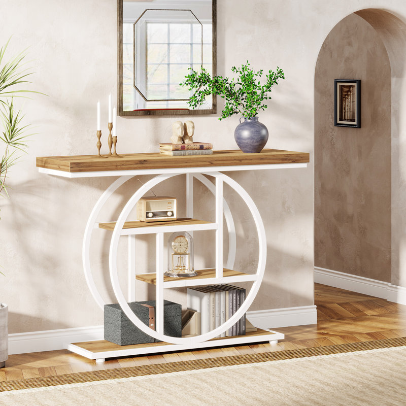 Nazirah 41.3'' Console Table, White, Brown