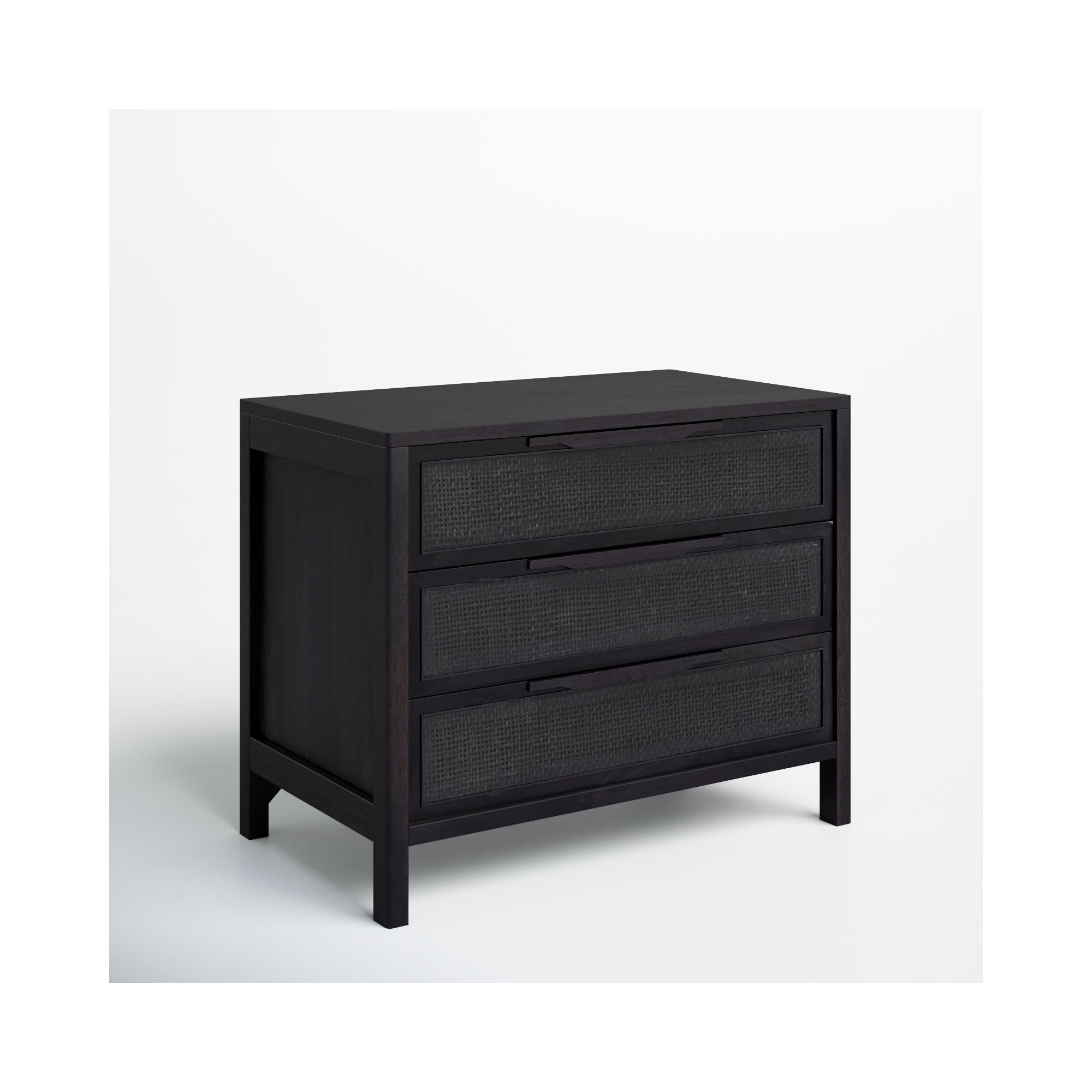 Nellie 3 - Drawer Cane Chest, Black