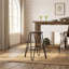 Tabouret de bar industriel en bois d'orme massif de 61 cm (24 po), tabouret rond à hauteur de comptoir avec pieds en épingle à cheveux en fer noir, pour la cuisine et le bar à domicile, brun cacao