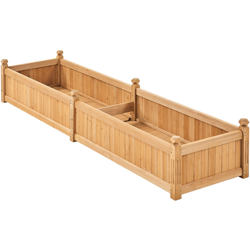 Rilynne Multiple-sized Fir Wood Rectangular Garden Planter, 15.7" H x 90.5" W x 23.5" D