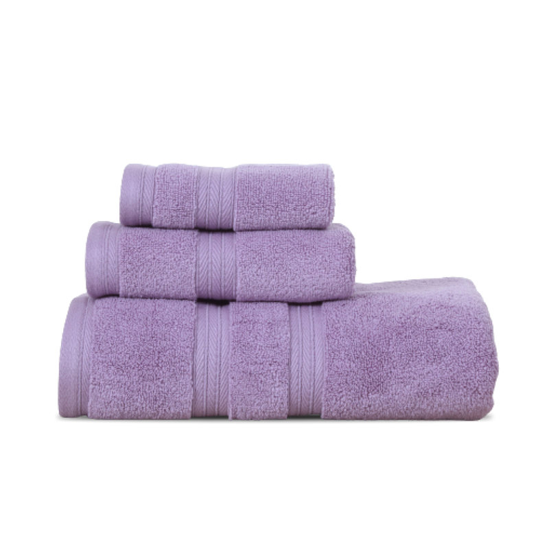 Elegance Essentials 550GSM 100% Cotton Zero Twist Bath Towel Set(1 Bath, 1 Hand Towel & 1 Washcloth), Purple