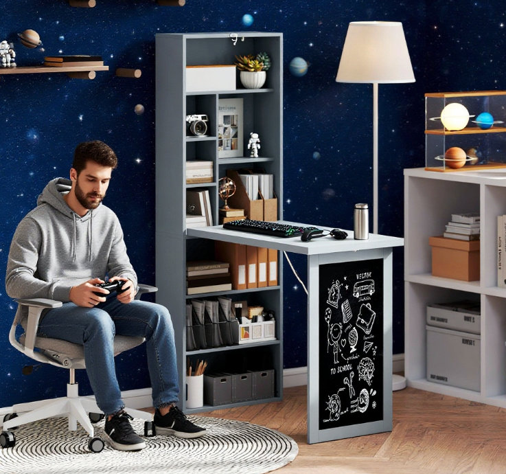 Fold-Out Convertible Office Desk, Wall Mount Computer Desk