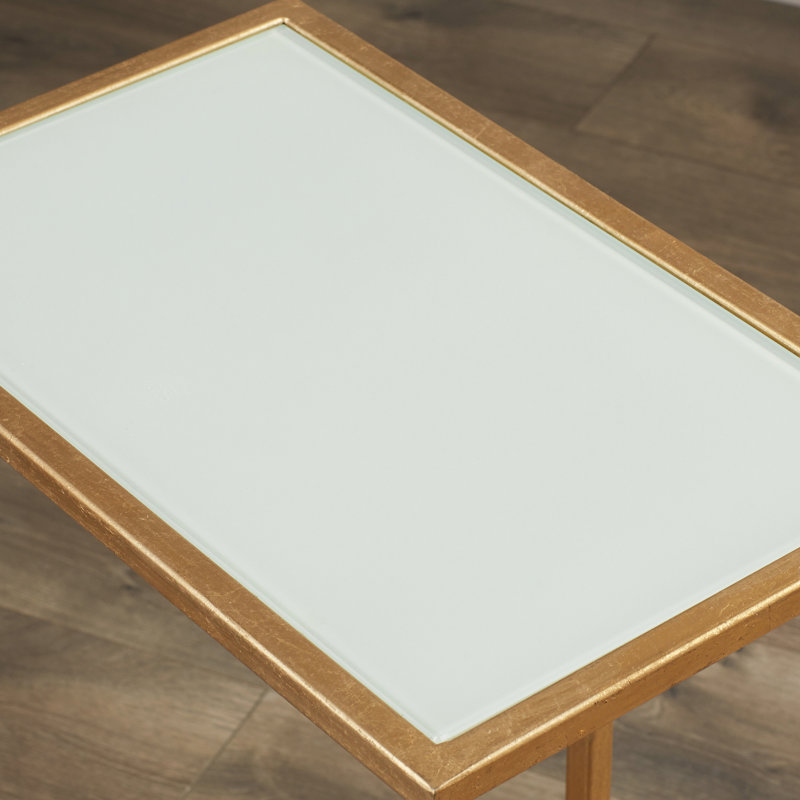 Table de bout Oxendine C, Doré / blanc