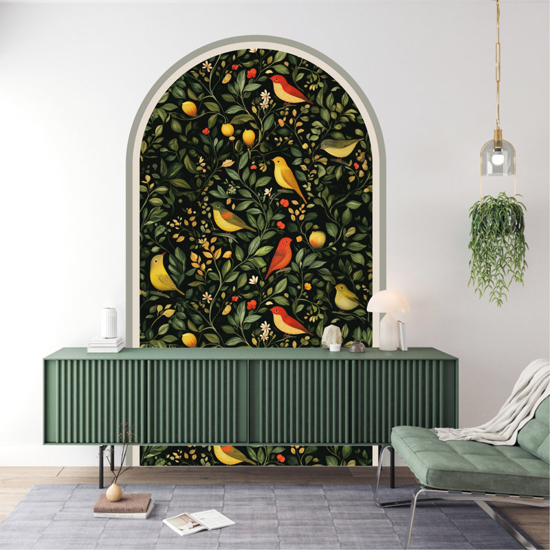 Adhésif décoratif pelez et collez, art botanique amovible sans dommages, H 48 po x l 28 po