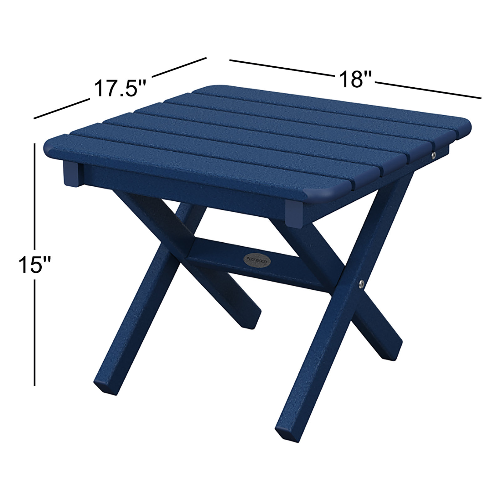 POLYWOOD Square 18" Folding Side Table, Navy