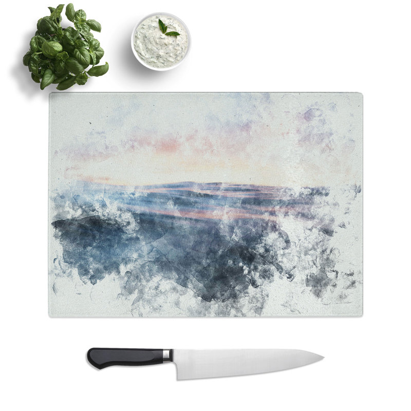 Tempered Glass Ocean Ripples Chopping Board, 20 cm x 28.5 cm