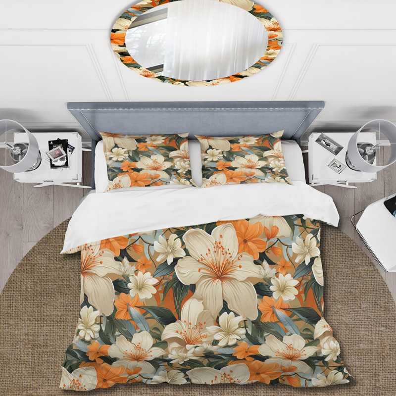Ensemble de housse de couette Papaya Dreams, Housse de couette pour grand lit et 2 taies décor