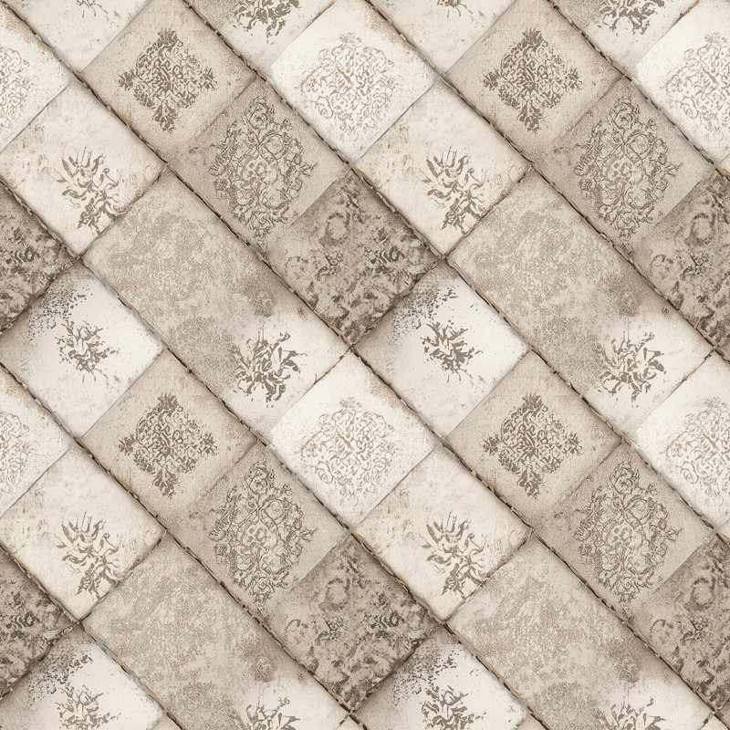 Rouleau de papier peint à carreaux rétro diagonale amovible, Texturé non collé
