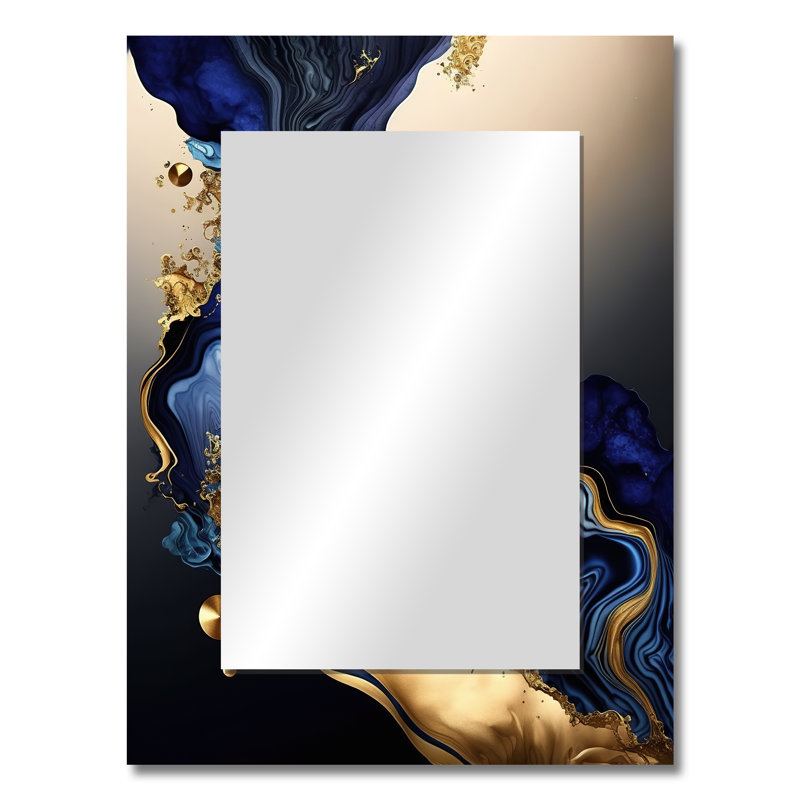 «Virgile Abstract Marble Geode Blue I - Miroir mural décoratif à encre liquide, miroir moderne, reproduction d'art en métal