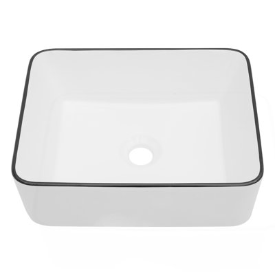Lavabo de salle de bain rectangulaire en céramique blanche 16 x 12 pouces (n'inclut que le lavabo de salle de bain)