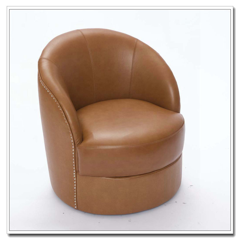 Fauteuil d'appoint pivotant en cuir, Marron clair