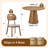 5-Piece Mid-Century Dining Set With 45" Round Pedestal Table And 4 Solid Wood Gray Fabric Chairs-1821352245-1821352243