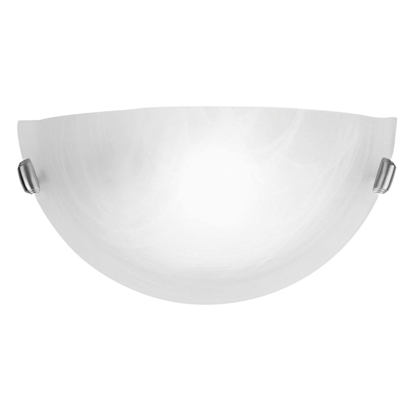 16 Brushed Nickel Wall Sconce: Elegant Single Light Fixture with Alabaster Glass Shade