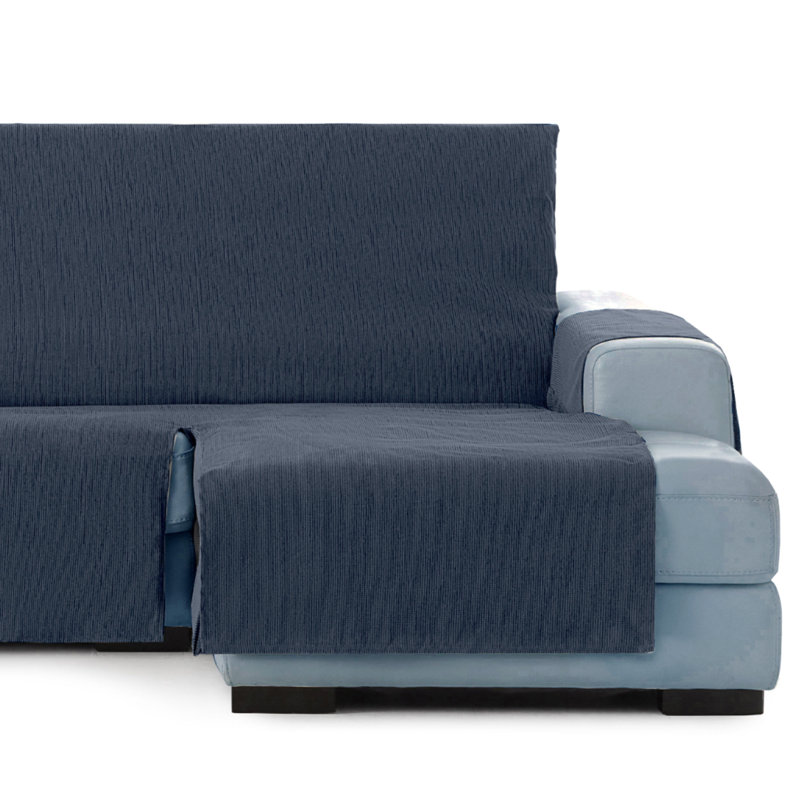 Birbal Box Cushion Chaise Lounge Slipcover, 220cm H x 290cm W x 3cm D, Blue