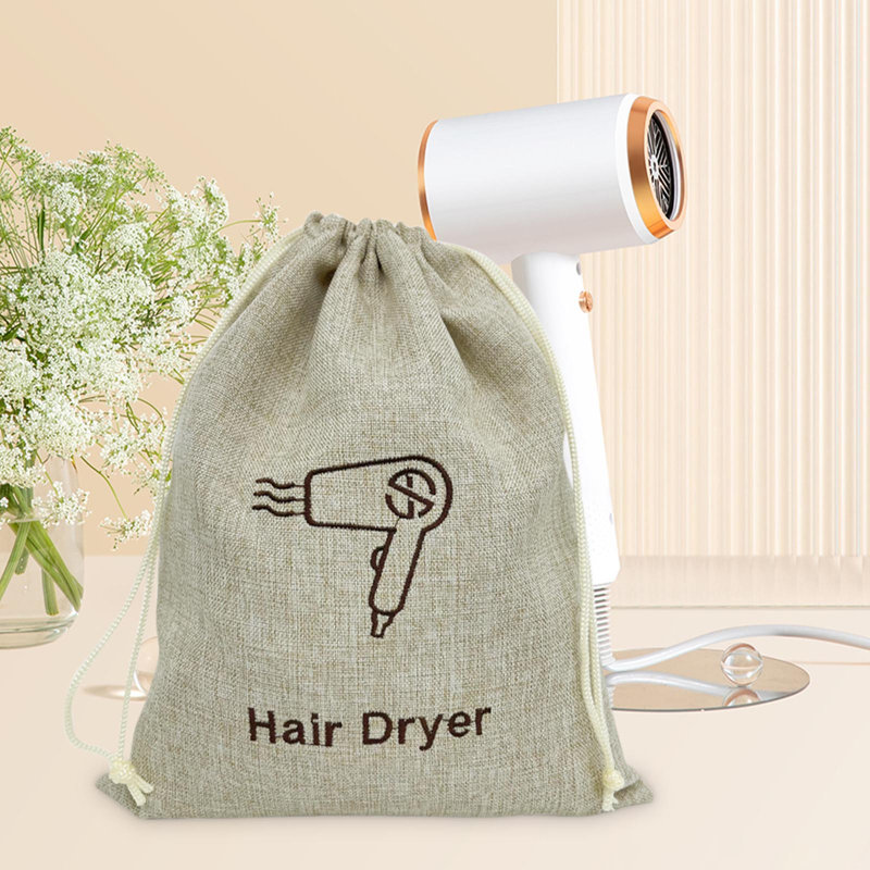 Sac à dos en jute écologique avec sac à cordon anti-poussière pour rangement pour cheveux, A