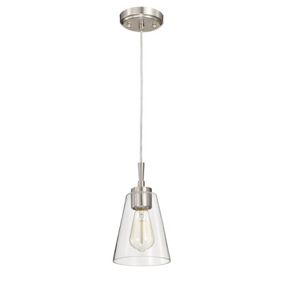 Cassand 1-light Modern Pendant With Clear Cone Glass Shade