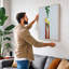 Twin Giraffes Modern 1 Piece Wrapped Canvas Wall Art-136795039-136795043