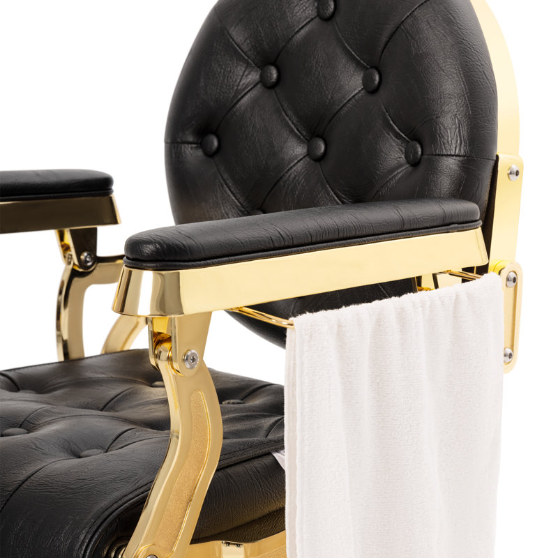 Fauteuil de salon inclinable en similicuir noir et doré Inbox Zero Rotation