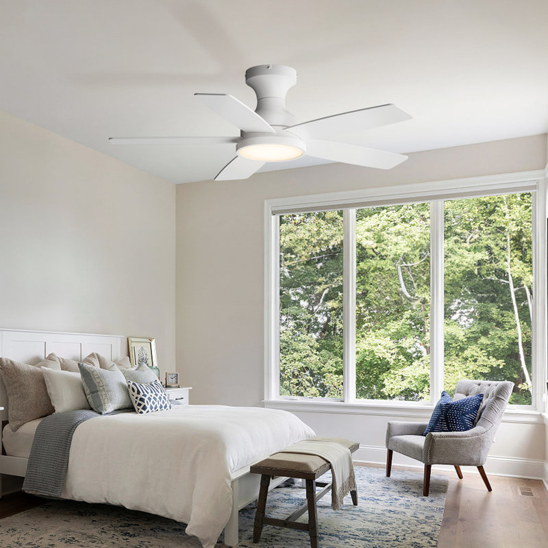 Ventilateur de plafond blanc de 107 cm (42 po) avec éclairage DEL à intensité variable et moteur à courant continu réversible