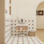 Meuble-lavabo mural de 24 pouces avec lavabo vasque en marbre veiné gris, rangement ouvert et finition blanche résistante à l'humidité pour les salles de bain modernes et compactes.-132582630