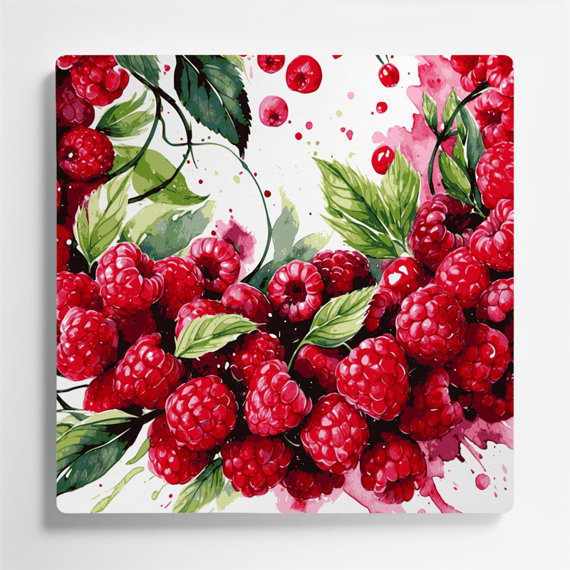 Art mural en métal «Fruit framboise rouge», H 32 po x l 32 po