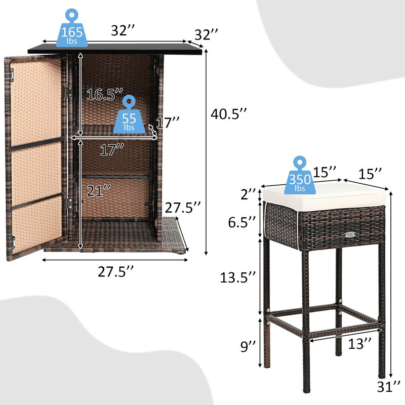 4 - Person Patio Dining Set with Square Table , Cushions Included