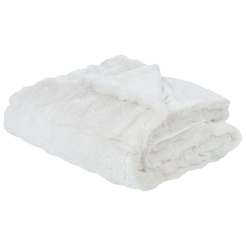 SALKA Polyester Striped Bedspread, White