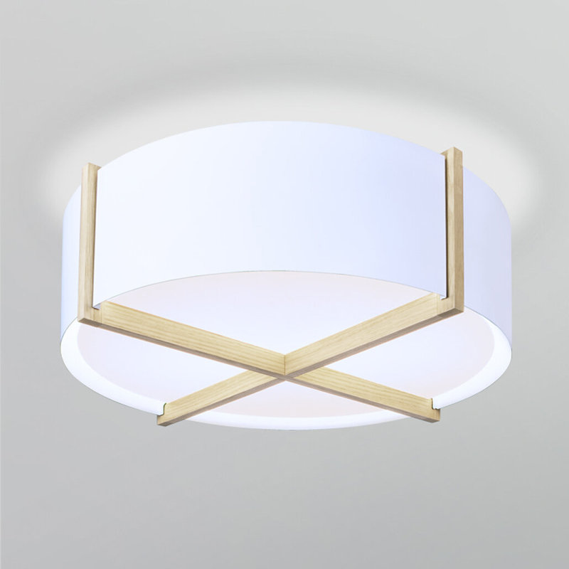 Plura Flush Mount, Gloss White, 11.8" H x 36" W x 36" D, White Washed Oak